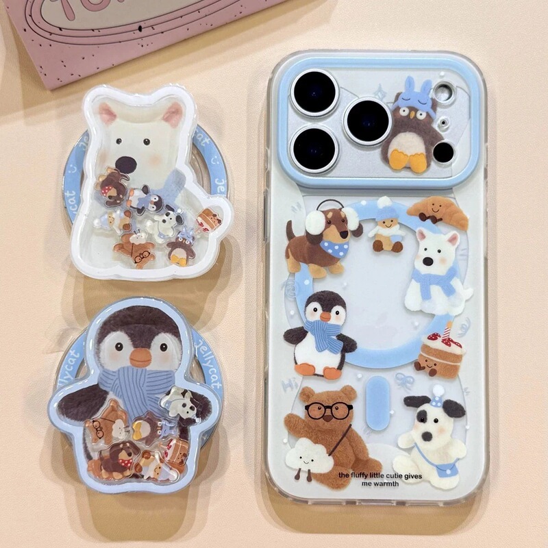 Penguin Is Suitable for Samsung S23Fe Mobile Phone Case S25Ultra/S24Plus/S21 Magnetic Suction 3 Apple 17Promax