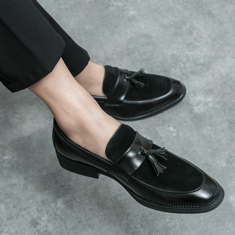 Zapatos de cuero de punta para hombres tendencia británica un pedazo de ropa de negocios transpirable zapatos de beans zapatos de hombre casuales image 7