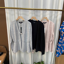 撤柜 欧单气质通勤超显瘦收腰不规则下摆抗起球针织开衫外套外贸