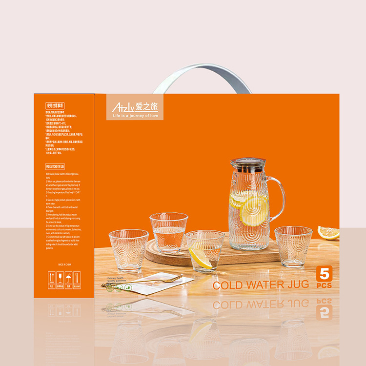 Conjunto de agua de vidrio 5 piezas, jarra octogonal, fuente de origen, venta por volumen