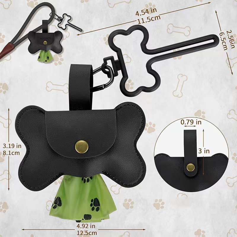 Cross-border in stock bone dog poop bag pet outing garbage bag leather dog poop bag