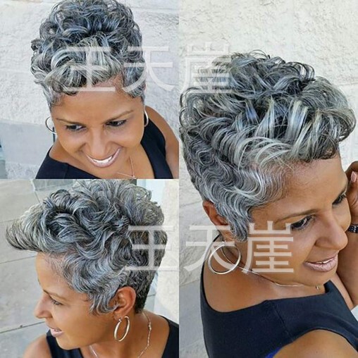 Cross-border New African Small Roll Wig European and American Wig Women's Short Curly Hair Grey Rose Mesh Chemical Fiber Head Cover wigs