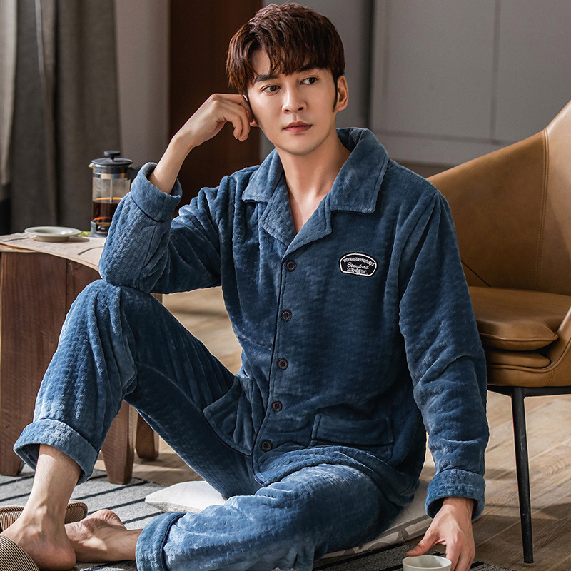 Pijama de hombre otoño 2024 nuevo hombre otoño invierno de alta sensación de coral felpa hombre felpa gruesa ropa para el hogar