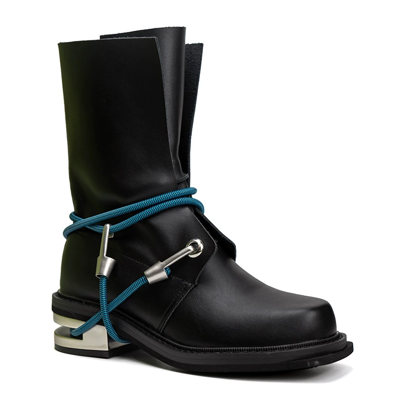 Черные классные походные сапоги стальные ножницы супер классные металлические каблуки короткие сапоги альпинистские веревки рукава Мартин сапоги нишевые сапоги