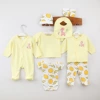 Lemon fawn cotton eight-piece set yellow