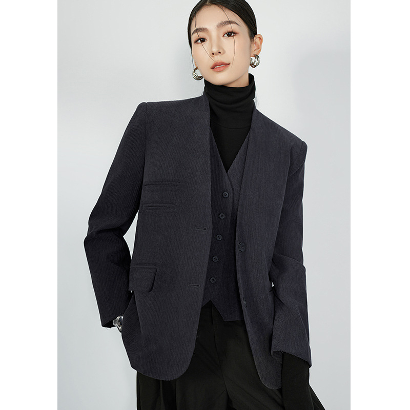 气质显瘦百搭西装外套女2025秋季新款v领单排扣高级轻奢休闲西服|undefined