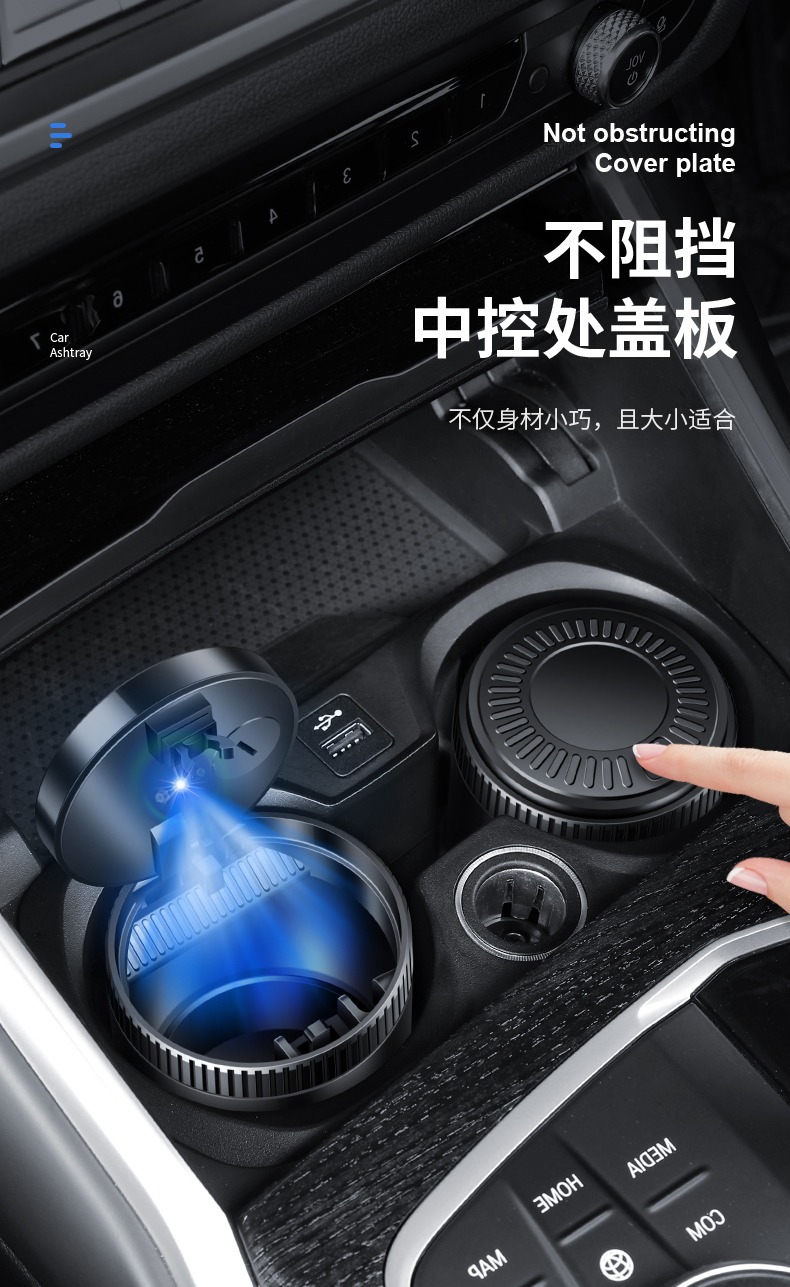 Popular Foreign Trade Stainless Steel Car Ashtray, Wear-Resistant and Easy to Clean, Sealed In-Car Ashtray, Direct from the Source Factory