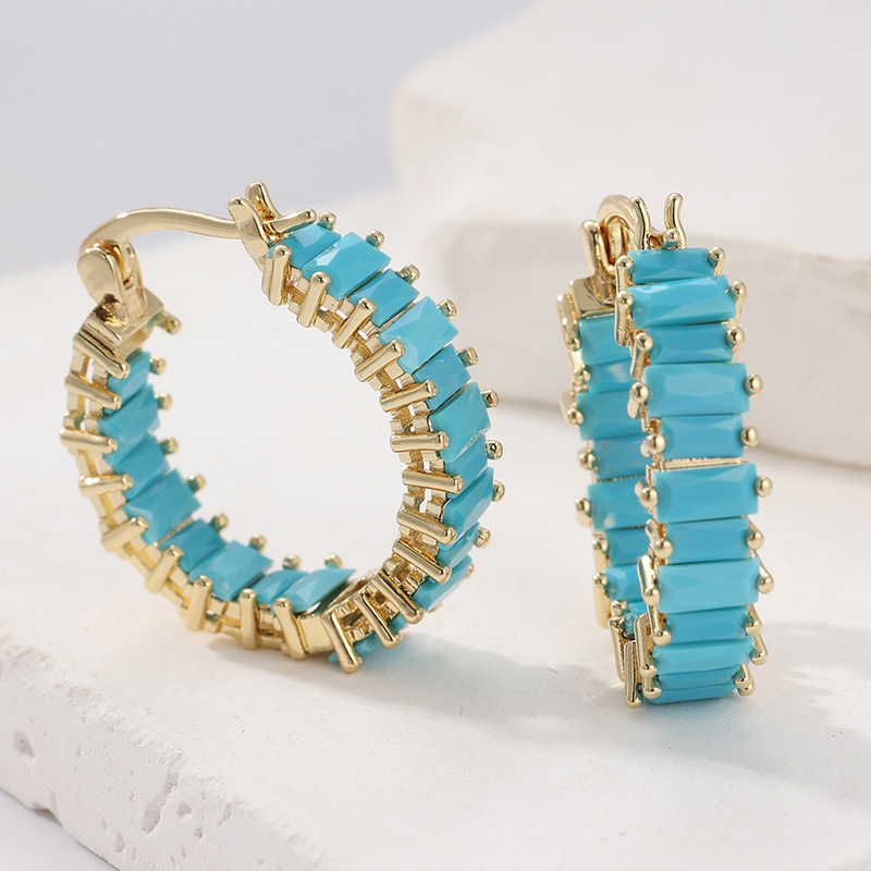 Chenyue Cross-Border Earrings European and American Sapphire Copper Ear Clips Yiwu Jewelry Ear Hoops