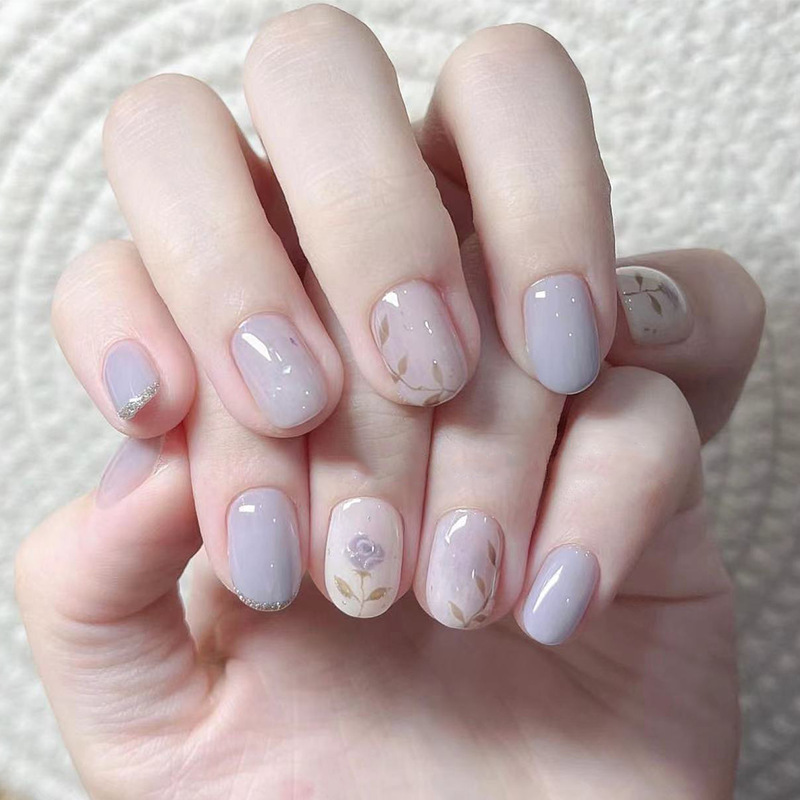 Lavender Sea Nail Patch Student Nail Patch Purple Nail Patch Fake Nail Live Nail Patch Finished Nail