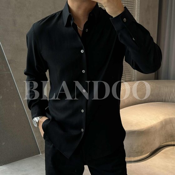 2025 Spring New high quality Cotton Linen Solid Color Long Sleeve Shirt Men's Loose European All-match Top Shirt