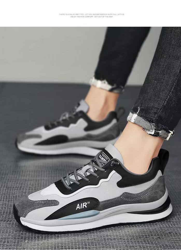 Giày thể thao nam da lì phối lưới đế dày kiểu sneaker thường ngày — H102 màu be, H102 màu trắng, H102 màu xám chi tiết 23
