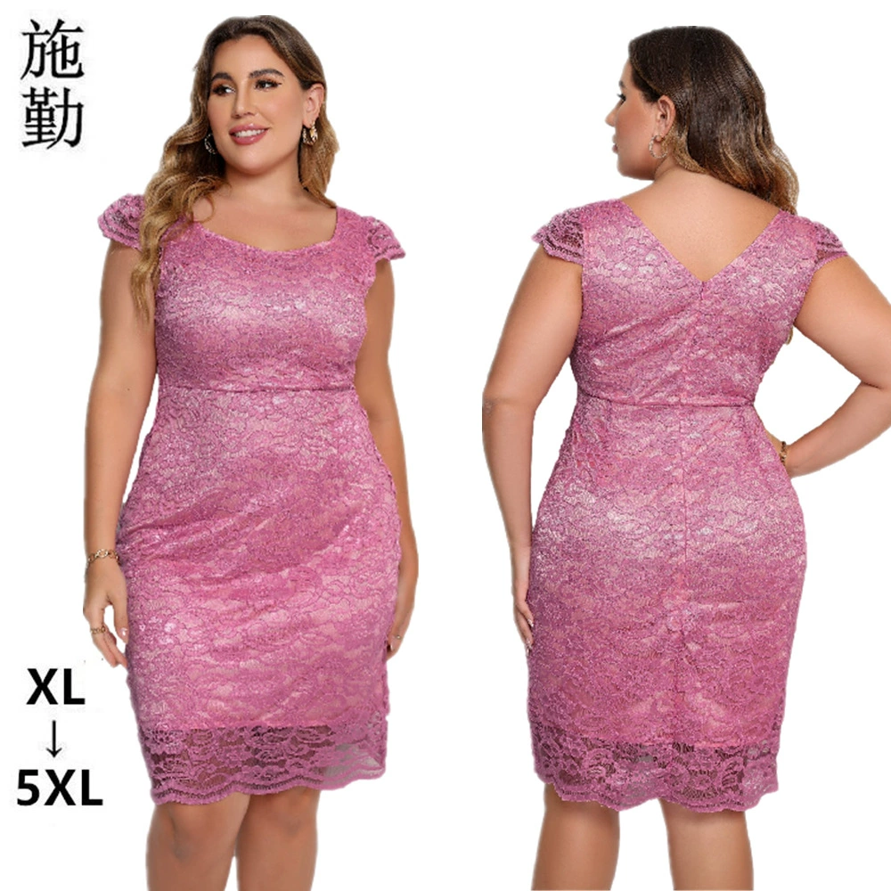 Европейская и американская женская одежда больших размеров для международной торговли, летнее новое сексуальное кружевное платье для ночного клуба SQ0209