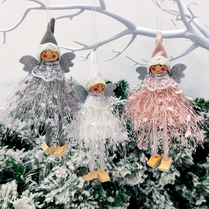 Christmas decoration fuzzy girl leg tassel ornament creative new small angel hanging ornament doll pendant