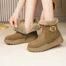 真皮羊毛雪地靴女冬季新款特厚加绒女鞋防寒东北棉鞋平底防滑短靴