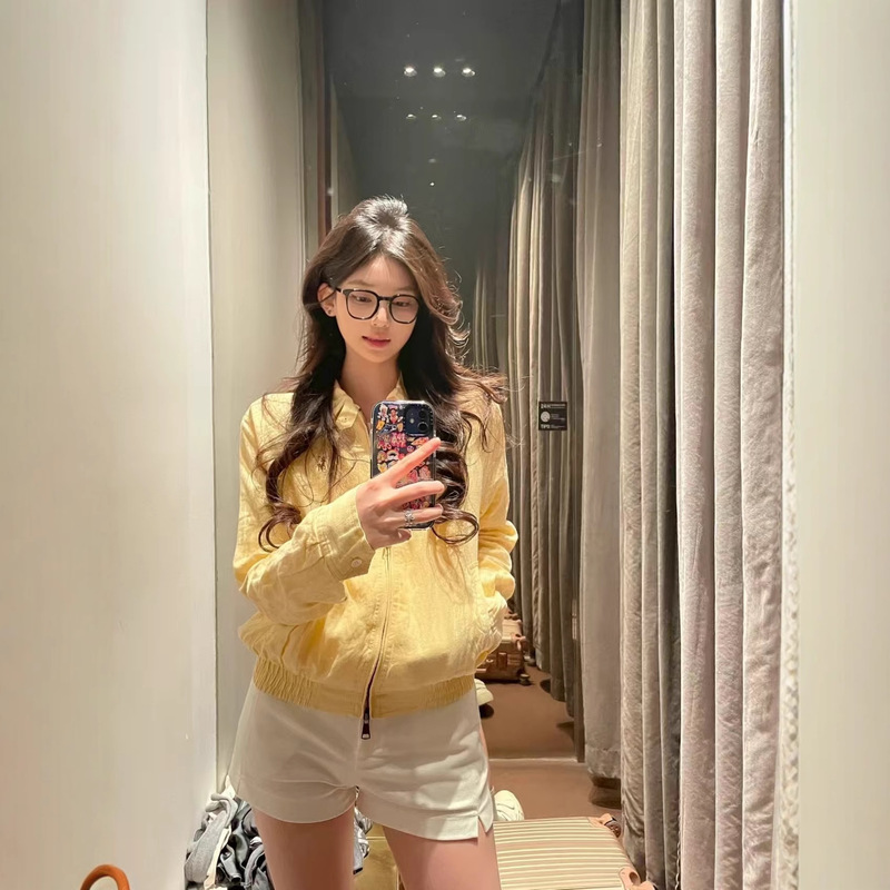 In-Stock High Version Rl Embroidered Pony Logo Linen Jacket New Vintage Style Versatile Women's Jacket Top