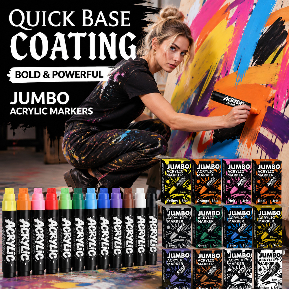 Cross-border Temu large-capacity wide-tip acrylic marker pen for creative wall painting, multi-material painting, and thick application