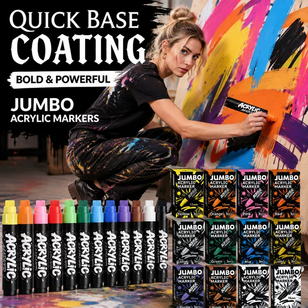 Cross-border Temu large-capacity wide-tip acrylic marker pen for creative wall painting, multi-material painting, and thick application