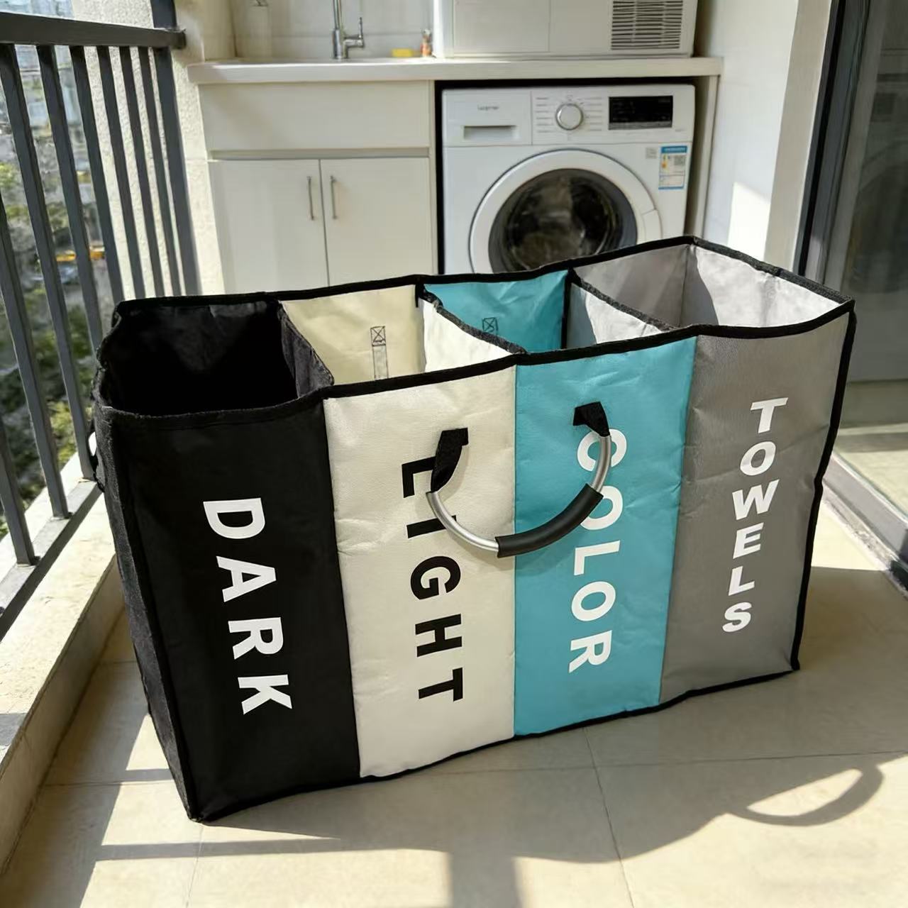 New Four-Color Four-Compartment Laundry Basket Aluminum Portable Multi-Functional Storage Basket Portable Foldable Four-In-One Storage Basket