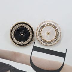 青衿鑲鑽樹脂雙拼金屬紐扣風衣扣子小香風復古大衣扣服裝輔料DIY