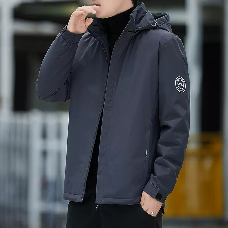 包邮羽绒服男短款加厚2024新款爸爸冬装连帽85%白鸭绒中老年保暖