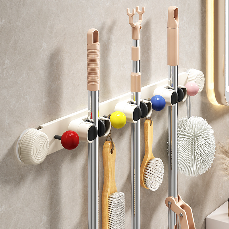 Toilet Suction Cup Mop Clip Bathroom Hole-free Artifact Fixed Hook Wall Hanging Buckle Broom Storage Hanger