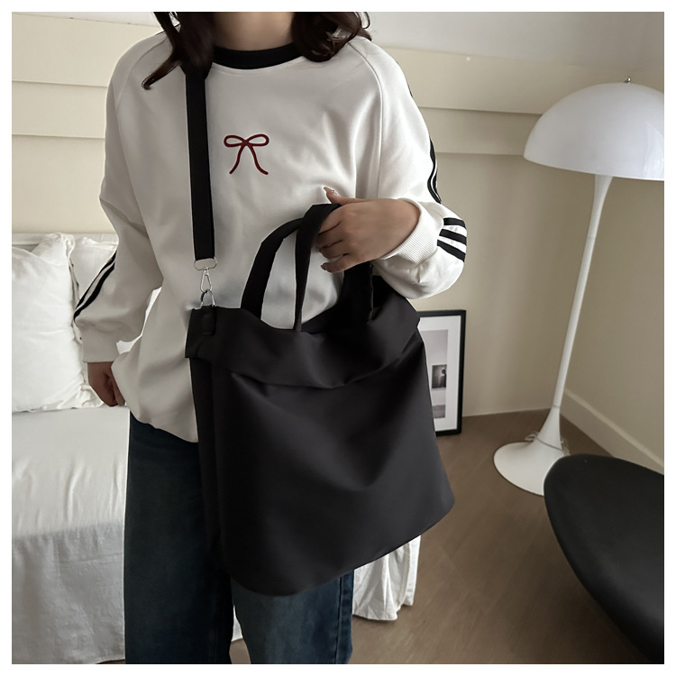 New casual nylon fashion solid color 2024 large-capacity solid color tote canvas crossbody single-shoulder hand-held Tote bag undefined