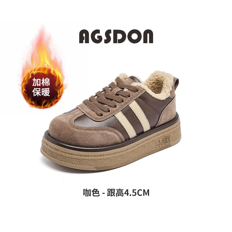 Zapatos de entrenamiento de la mujer 2025 nuevo invierno retro zapatos de skate casuales ligeros y zapatos deportivos de lana