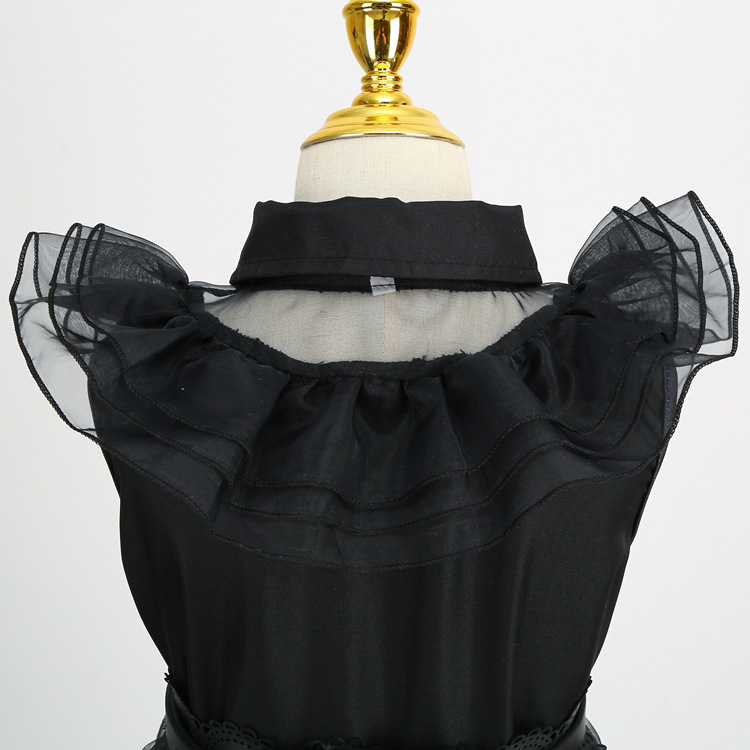 Adams cos traje de baile vestido de Halloween Miércoles Adams vestido negro Cosplay traje