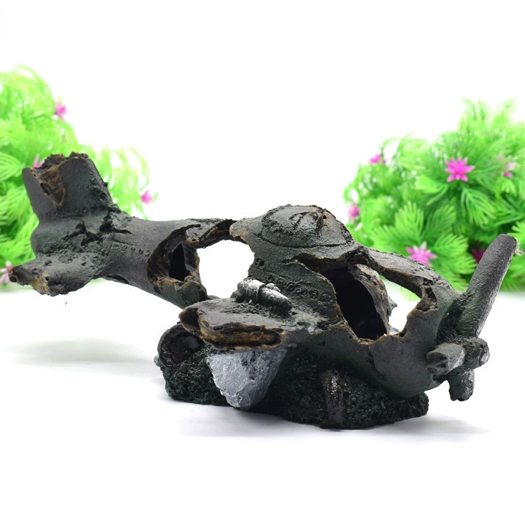 Новый завод прямых продаж самолета обломки имитации смолы ремесла аквариум для ландшафта аквариума