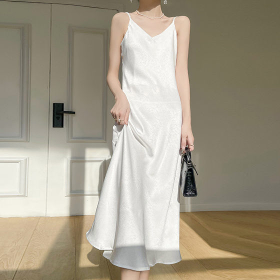 French Style Elegant Socialite Sling Dress Women's Spring and Summer New Waist Slimming High-end Inner Long Dress for Women