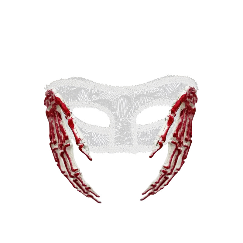 Halloween transfronterizo nuevo encaje plano baile mitad cara máscara princesa horrores esqueleto mano sangre props espectáculo