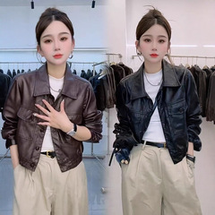 高级感时尚皮衣女士秋季新款韩版短款PU皮机车服百搭夹克长袖上衣