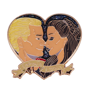 Spock and drussela heart-shaped love flash brooch vampire hunter Buffy inspiration badge