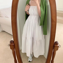 韩国chic夏季新品绝美法式气质减龄雪纺吊带裙女宽松减龄度假长裙