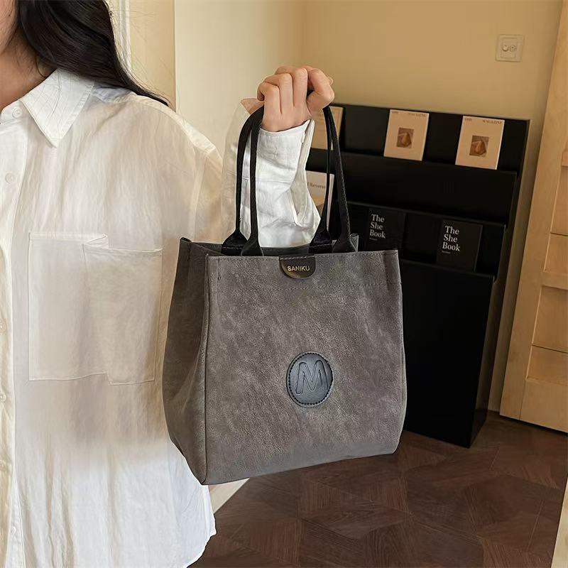 Women's Bag, Retro Commuter Fashion Handbag, New Style Bucket Bag, Contrasting Color, Simple Casual Handbag, Lunch Box Bag
