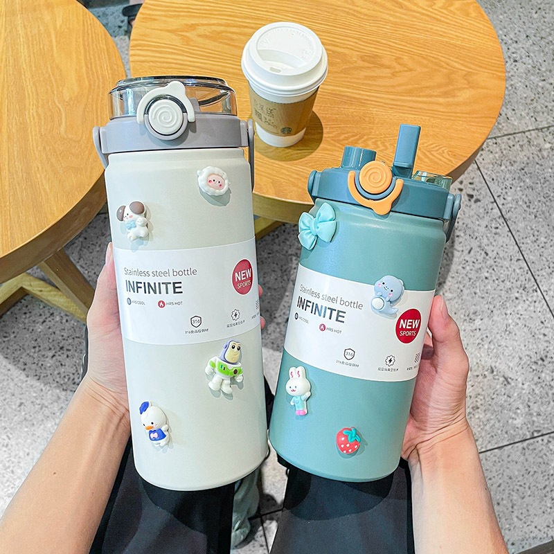 Nueva gran capacidad 304 taza de aislamiento térmico práctica taza de aislamiento de agua fría doble uso al aire libre regalo portátil de un botón para abrir la tapa