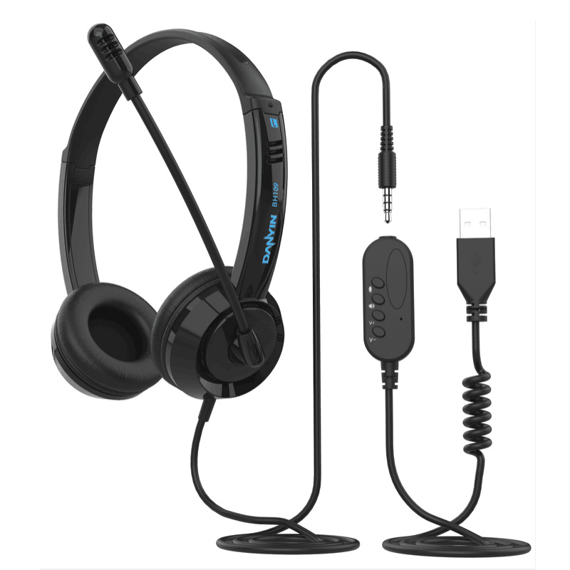 Electronic Sound BH109 Wired Head-mounted Voice Headset USB+3.5 Telephone Business Call Customer Service Noise Reduction Headset