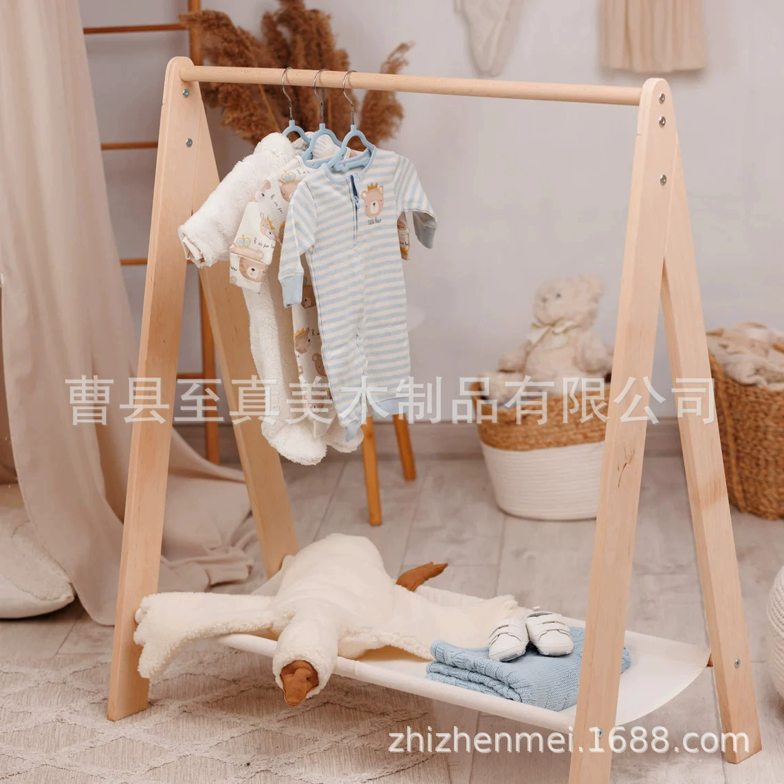 Деревянная вешалка для детской одежды, ванной, игрушек, одежды для питомцев, деревянная стойка для хранения с полкой для одежды, вешалка для одежды для малышей в помещении