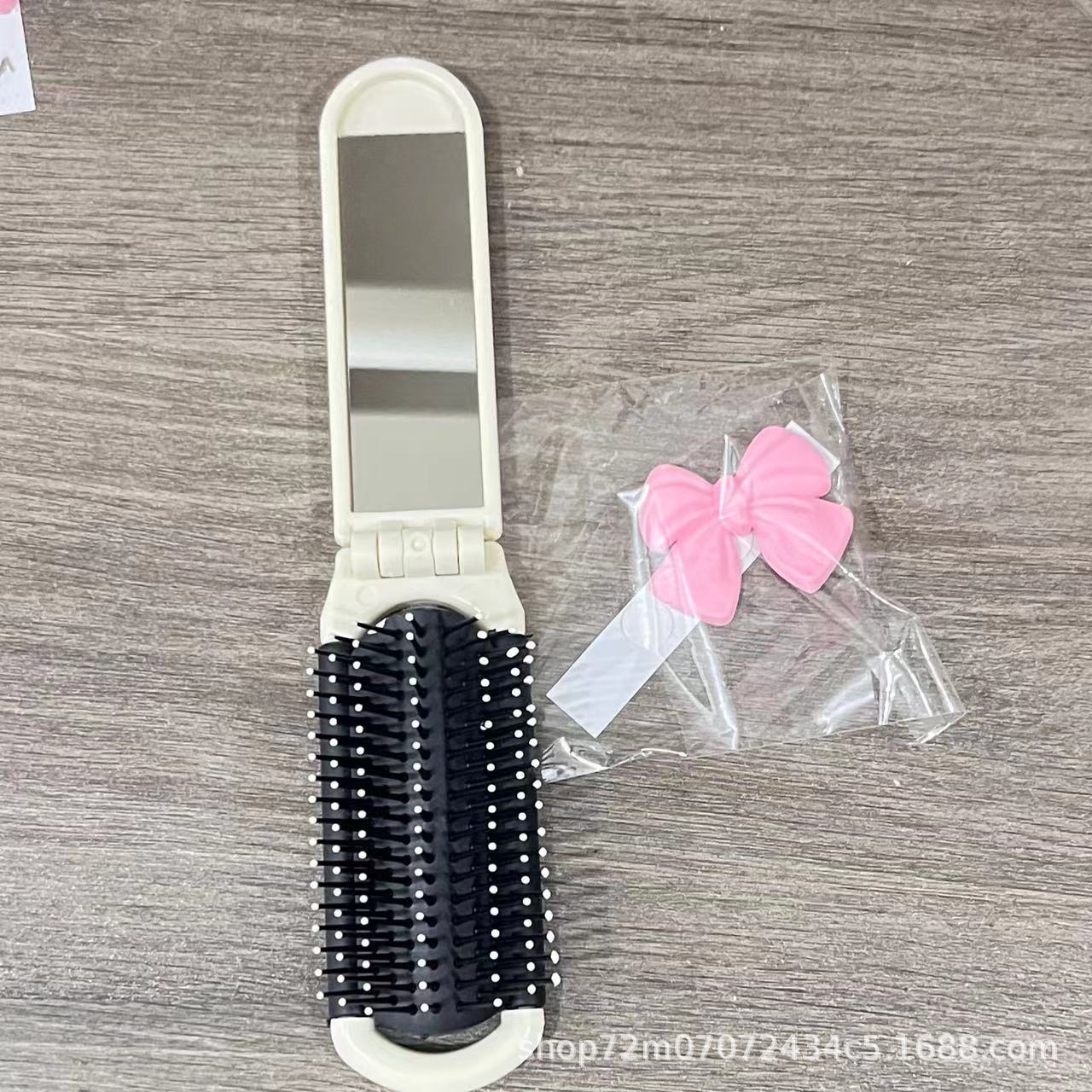 Estudiante dormitorio peine portátil peine pequeño espejo 2-en-1 traje pequeño masaje plegable airbag peine