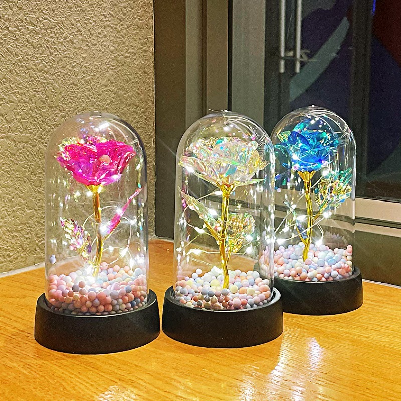 Rosas creativas lámparas de noche simulación ramo de flores inmortales adornos decorativos de flores de San Valentín mercado nocturno parques puestos al por mayor