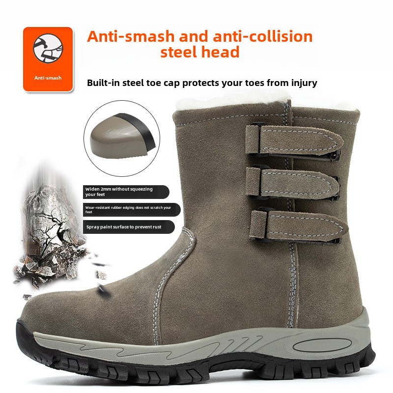 Stivali invernali da lavoro da uomo in cotone con punta in acciaio_voghion.com