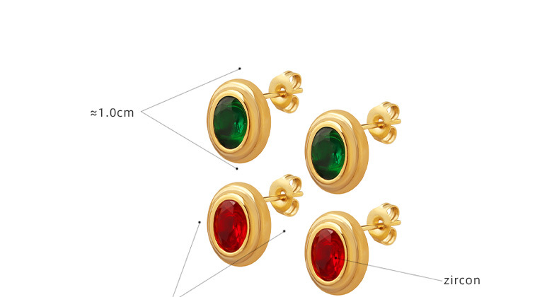 Fashion Oval Titanium Steel Plating Inlay Zircon Ear Studs 1 Pair
