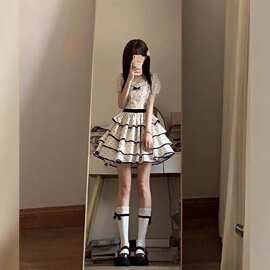 收腰夏季连衣裙甜美风短袖可爱蓬蓬公主新款蛋糕裙显瘦女2026波点