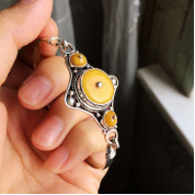 Yellow tourmaline elegant bracelet handmade wax agate natural stone