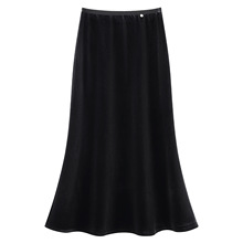 黑色毛绒半身裙女2025秋季新款高腰过膝高级感显瘦中长款鱼尾裙子