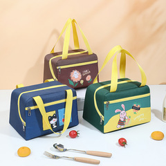 卡通圖案大容量斜拉鏈午餐包上學上班帶餐飯盒包保鮮保溫便當包