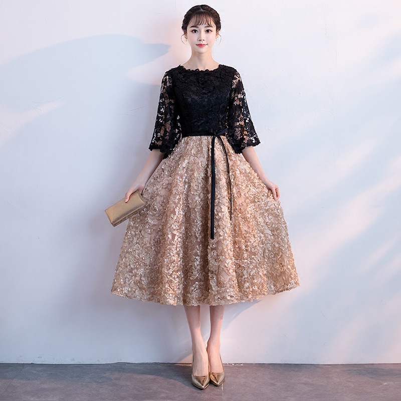 晚礼服女2025新款仙气质宴会生日派对优雅主持人中长款学生连衣裙