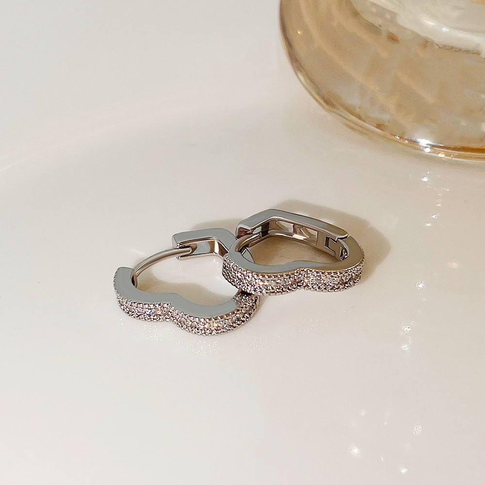 Heart Shape Pattern Women'S Gender Inlay Design Fashion Heart Shape Copper Inlay Zircon Earrings