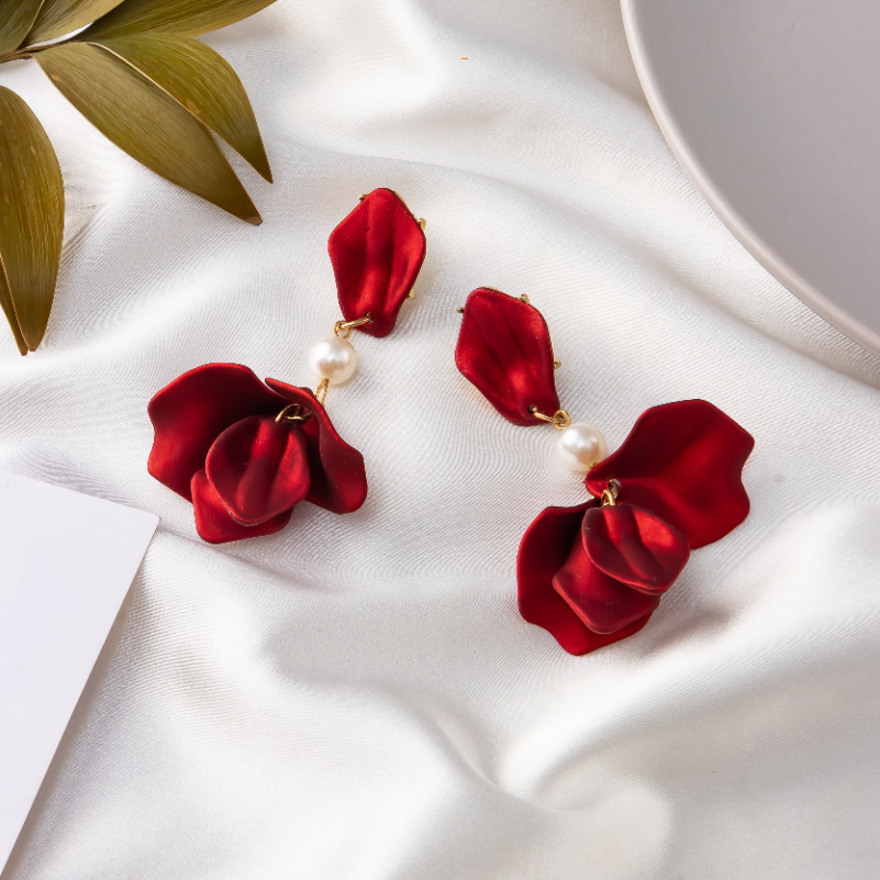 25g Weight Earrings, Ear Studs Classification Wedding, Travel Occasion Alloy Material Rose, Petal Pattern Women'S Gender Plating Design Fashion Style Fashion Rose Petal Alloy Women'S Earrings Ear Studs 20