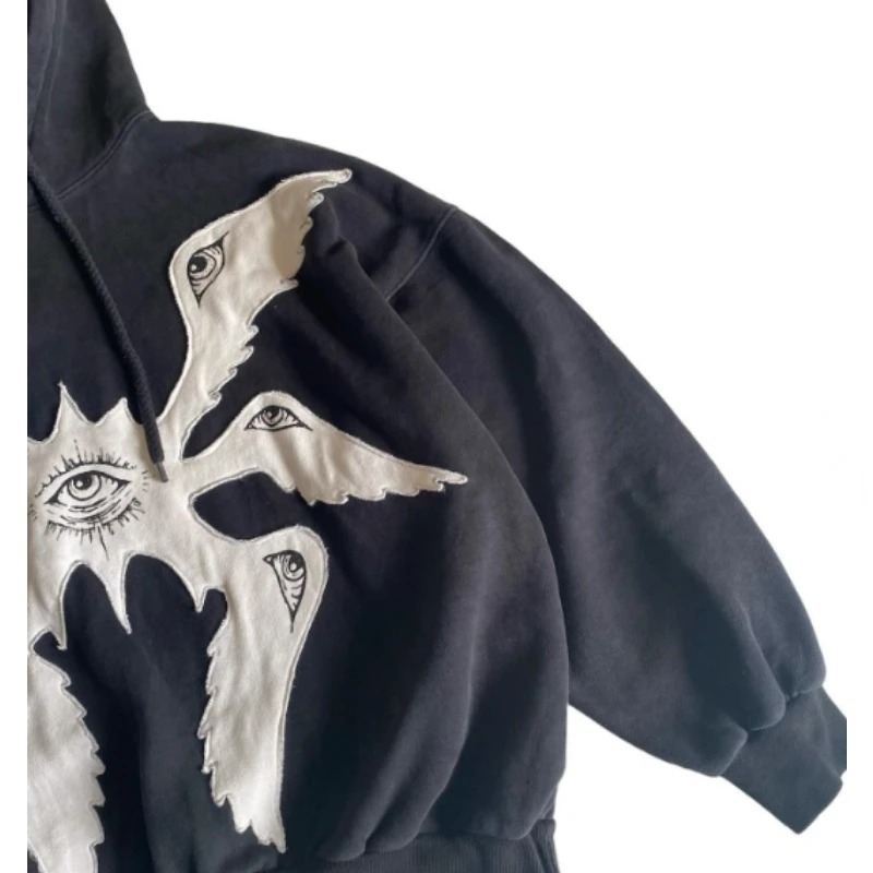 Men's Hoodie Y2k Gothic Angel Print Oversized Pullover Streetwear_voghion.com